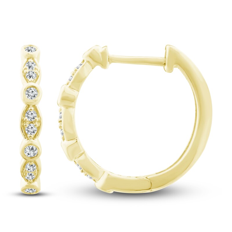 Main Image 1 of Diamond Hoop Earrings 1/6 ct tw Round-Cut 10K Yellow Gold