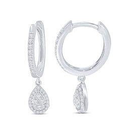 Diamond Huggie Hoop Earrings 1/3 ct tw Round-Cut 10K White Gold