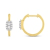 Thumbnail Image 2 of Forever Connected Diamond Hoop Earrings 3/8 ct tw Princess & Round-cut 10K Yellow Gold