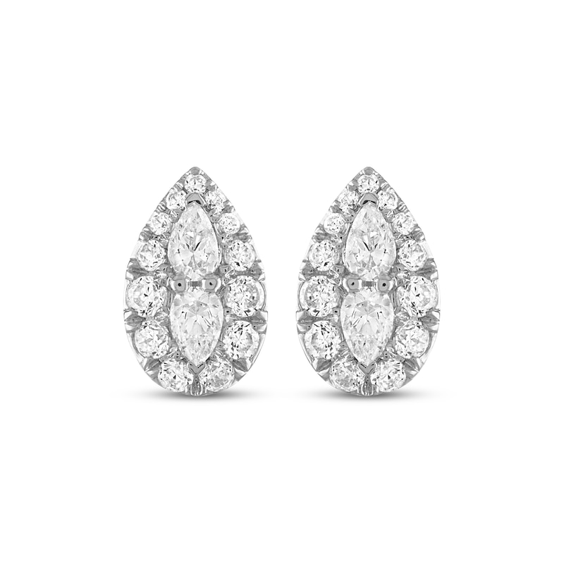 Forever Connected Diamond Earrings 3/8 ct tw Pear & Round-cut 10K White Gold