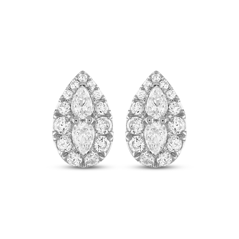 Main Image 2 of Forever Connected Diamond Earrings 3/8 ct tw Pear & Round-cut 10K White Gold