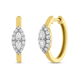 Forever Connected Diamond Hoop Earrings 3/8 ct tw Pear & Round-cut 10K Yellow Gold