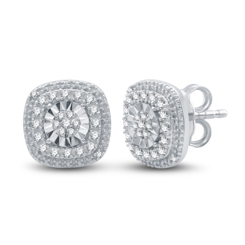 Diamond Stud Earrings 1/4 ct tw Round-Cut Sterling Silver