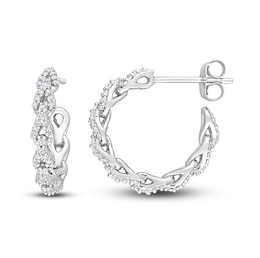 Diamond Hoop Earrings 1/3 ct tw Round-Cut 10K White Gold