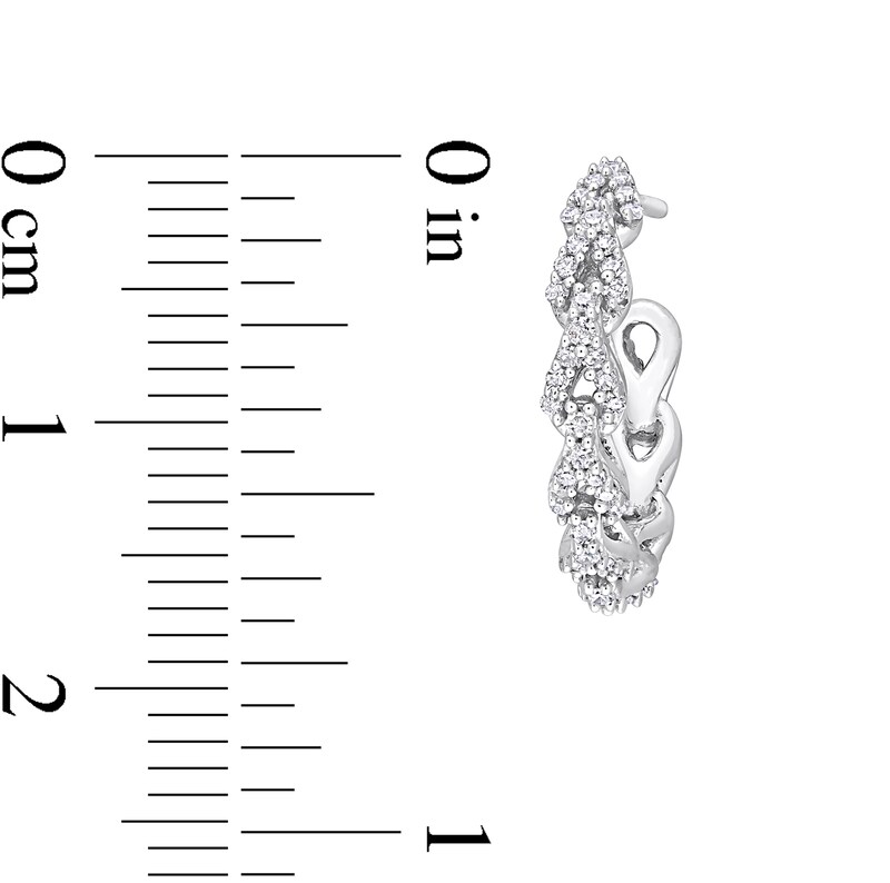Main Image 3 of Diamond Hoop Earrings 1/3 ct tw Round-Cut 10K White Gold