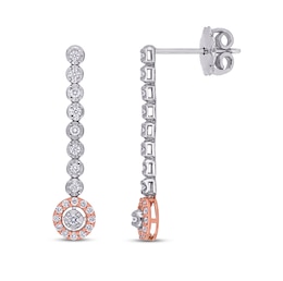 Diamond Dangle Earrings 1/3 ct tw Round-Cut 14K Two-Tone Gold