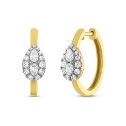 Forever Connected Diamond Hoop Earrings 3/8 ct tw Pear & Round-Cut 10K Yellow Gold