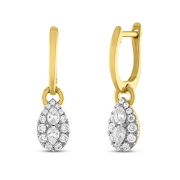 Forever Connected Diamond Dangle Earrings 3/8 ct tw Pear & Round-Cut 10K Yellow Gold