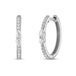 Forever Connected Diamond Hoop Earrings 1/3 ct tw Pear & Round-Cut 10K White Gold