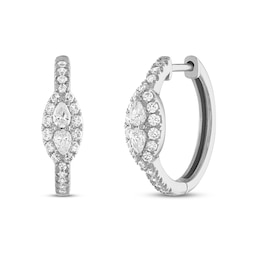 Forever Connected Diamond Hoop Earrings 1/2 ct tw Pear & Round-Cut 10K White Gold
