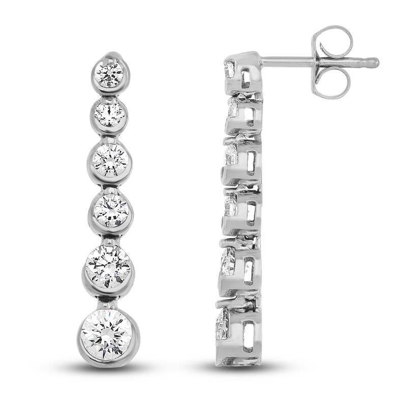 Diamond Drop Earrings 1 ct tw Round-Cut 14K White Gold