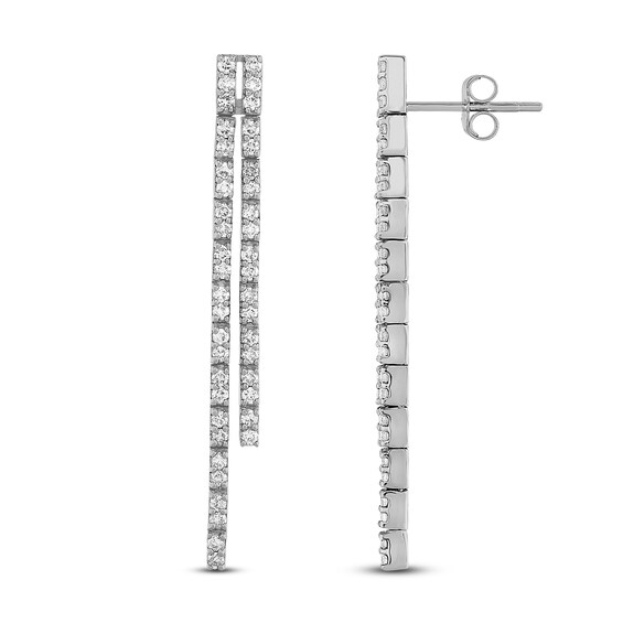 Diamond Dangle Earrings 1 ct tw Round-Cut 14K White Gold