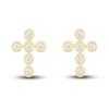 Thumbnail Image 1 of Diamond Bezel Cross Earrings 1/10 ct tw 10K Yellow Gold