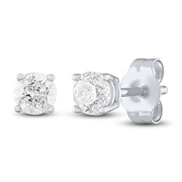 Diamond Solitaire Earrings 3/8 ct tw Round-cut Sterling Silver