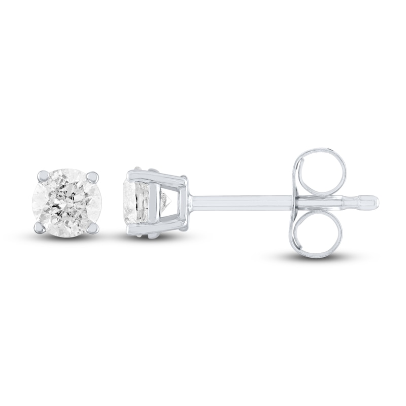 Diamond Solitaire Earrings 3/8 ct tw Round-cut Sterling Silver (J/I3)