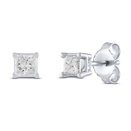 Diamond Solitaire Earrings 3/8 ct tw Princess-cut Sterling Silver
