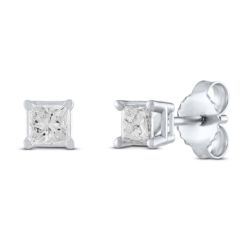 Diamond Solitaire Earrings 3/8 ct tw Princess-cut Sterling Silver (J/I3)