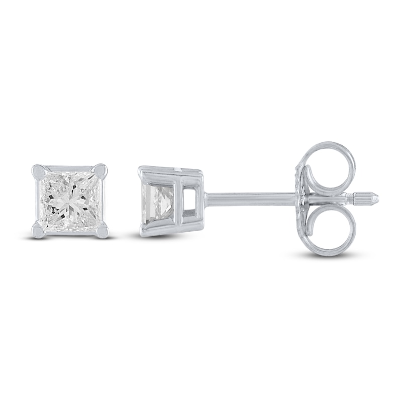 Diamond Solitaire Earrings 3/8 ct tw Princess-cut Sterling Silver (J/I3)