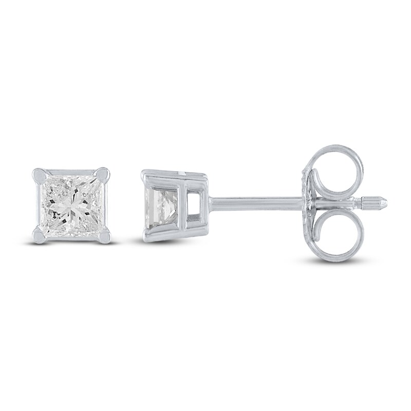 Main Image 2 of Diamond Solitaire Earrings 3/8 ct tw Princess-cut Sterling Silver (J/I3)