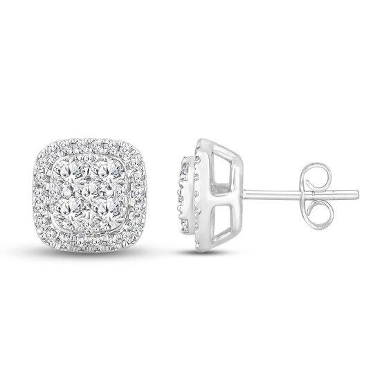 Multi-Diamond Earrings 1 ct tw Round-cut 14K White Gold