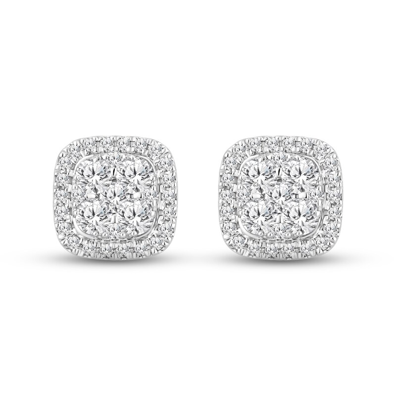 Main Image 2 of Multi-Diamond Earrings 1 ct tw Round-cut 14K White Gold
