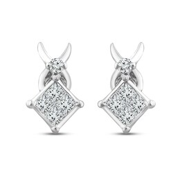 XO, from KAY Diamond Earrings 1/4 ct tw Round & Princess-cut 10K White Gold