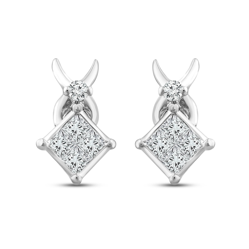 XO from KAY Diamond Earrings 1/4 ct tw Round & Princess-cut 10K White Gold