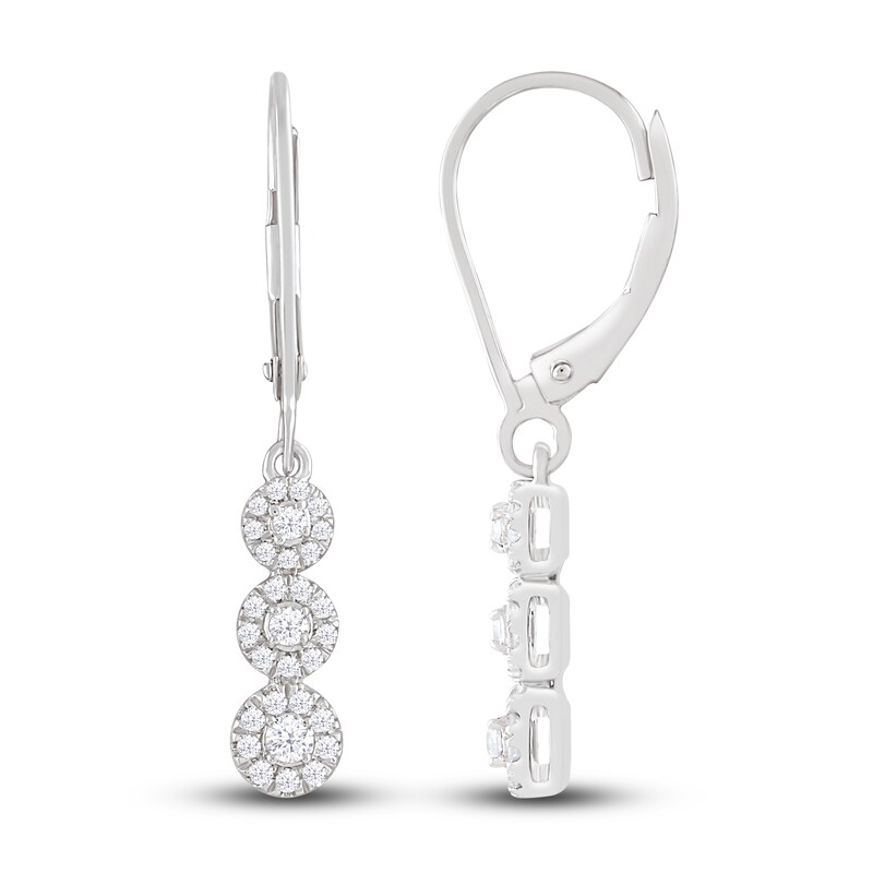 Diamond Three-Stone Earrings 1/3 ct tw Round-cut Sterling Silver