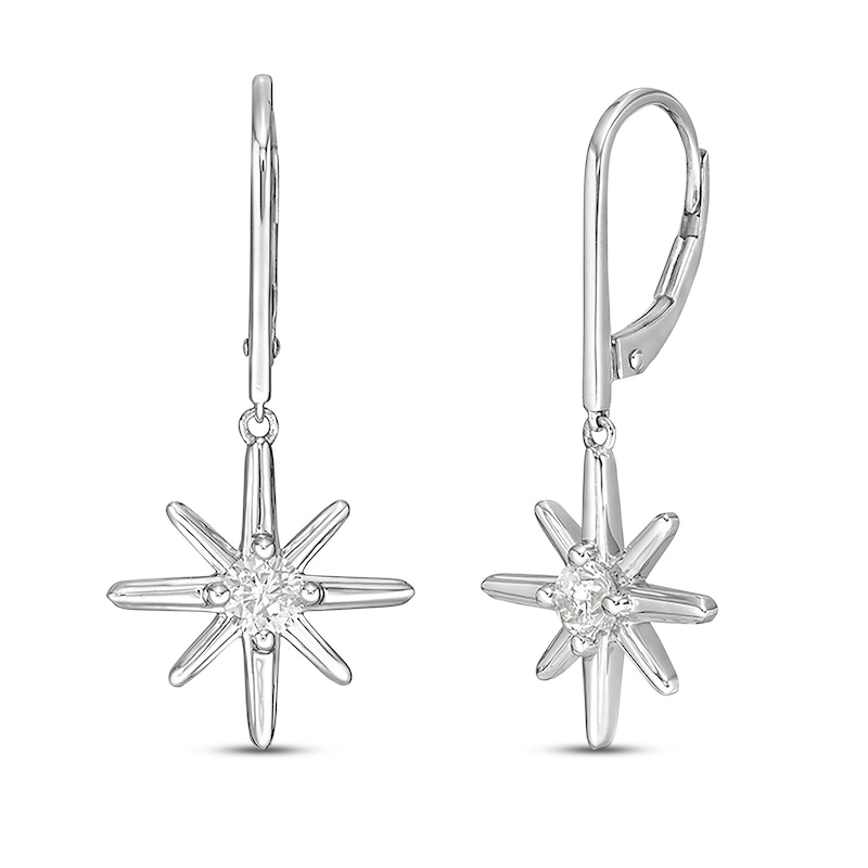 Main Image 1 of Diamond Star Earrings 1/2 ct tw Round-cut 10K White Gold