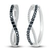 Black & White Diamond Hoop Earrings 1/2 ct tw Round-cut 10K White Gold