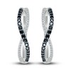 Black & White Diamond Hoop Earrings 1/2 ct tw Round-cut 10K White Gold