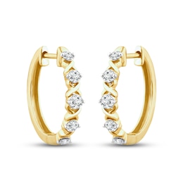 XO from KAY Diamond Hoop Earrings 1/2 ct tw Round-cut 10K Yellow Gold