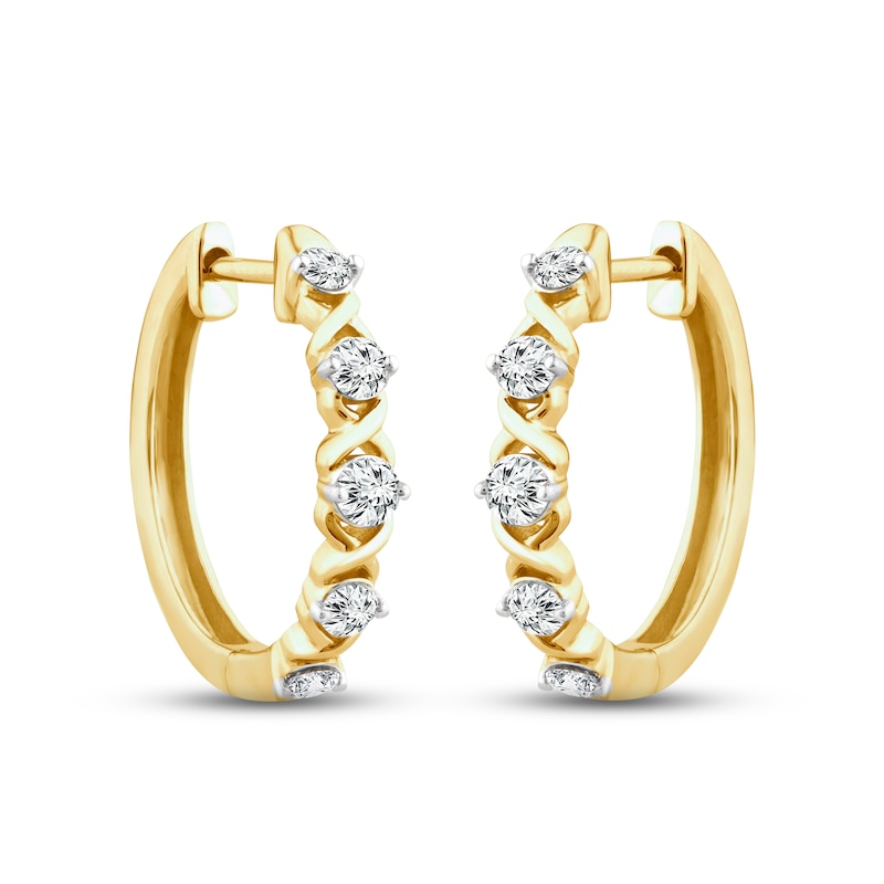 XO from KAY Diamond Hoop Earrings 1/2 ct tw Round-cut 10K Yellow Gold