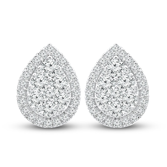 Multi-Diamond Earrings 1 ct tw Round-cut 10K White Gold