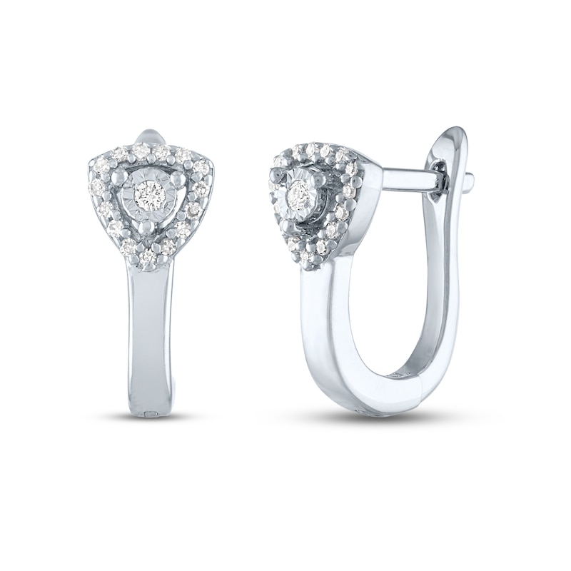 Diamond Hoop Earrings 1/10 ct tw Round-cut Sterling Silver