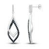 Thumbnail Image 3 of Black & White Diamond Dangle Earrings 1/4 ct tw Round-cut Sterling Silver
