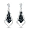Thumbnail Image 2 of Black & White Diamond Dangle Earrings 1/3 ct tw Round-cut Sterling Silver