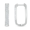Thumbnail Image 3 of Diamond Paperclip Two-Row Hoop Earrings 1 ct tw Round-cut 10K White Gold