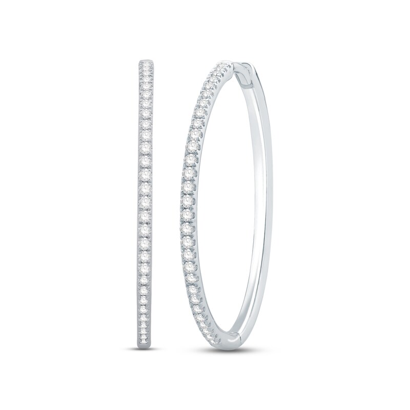 Diamond Hoop Earrings 1/3 ct tw Round-cut 10K White Gold