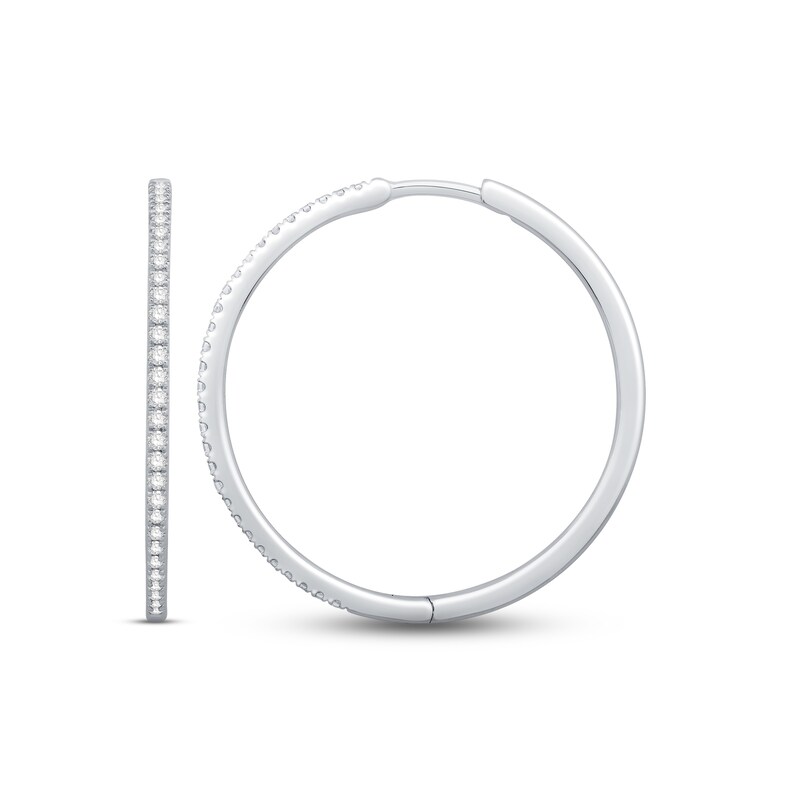 Diamond Hoop Earrings 1/3 ct tw Round-cut 10K White Gold