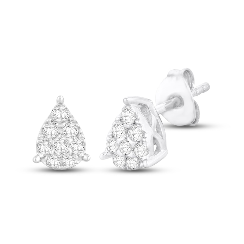 Main Image 1 of Diamond Teardrop Earrings 1/4 ct tw Round-cut 10K White Gold