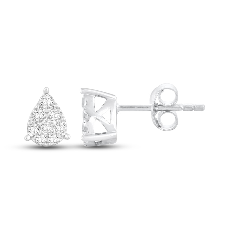 Main Image 2 of Diamond Teardrop Earrings 1/4 ct tw Round-cut 10K White Gold