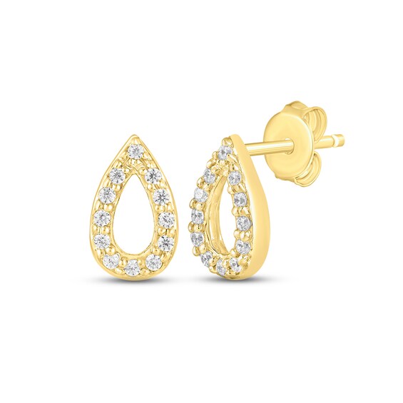 Diamond Teardrop Earrings 1/10 ct tw Round-cut 10K Yellow Gold