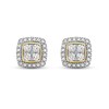 Thumbnail Image 2 of KAY Lab-Grown Diamonds Cushion Frame Stud Earrings 3/4 ct tw 14K Yellow Gold