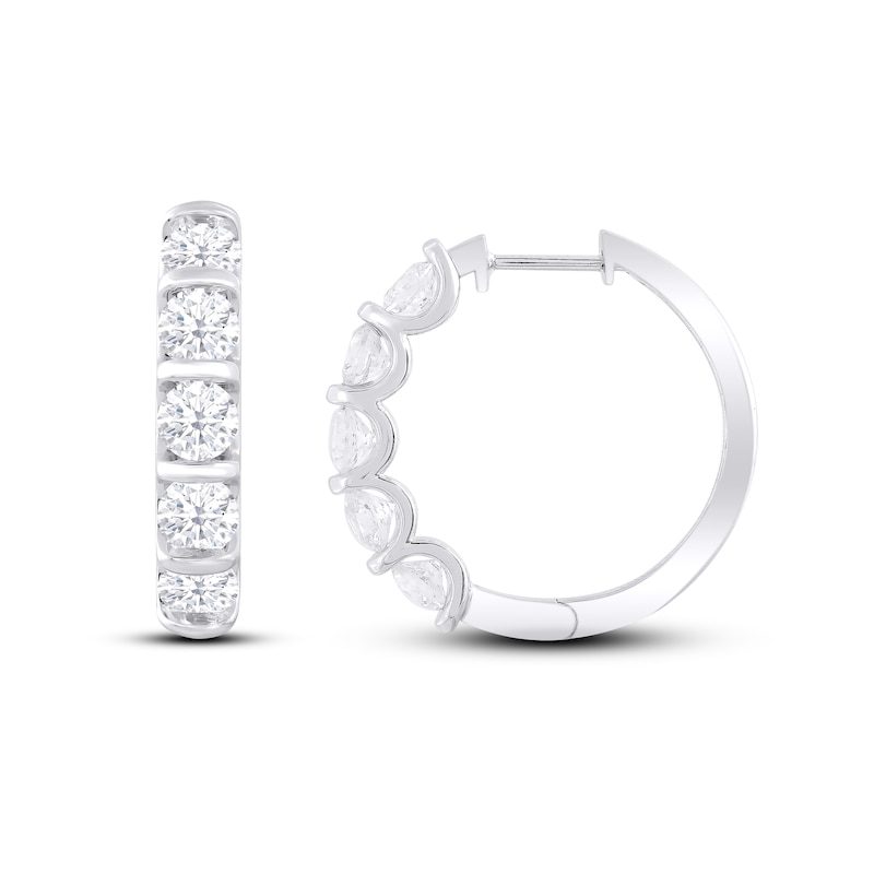 Lab-Created Diamonds by KAY Hoop Earrings 2 ct tw Round-cut 14K White Gold