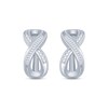 Diamond Hoop Earrings 1/6 ct tw Baguette & Round-cut Sterling Silver