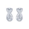 Diamond Hoop Earrings 1/6 ct tw Baguette & Round-cut Sterling Silver