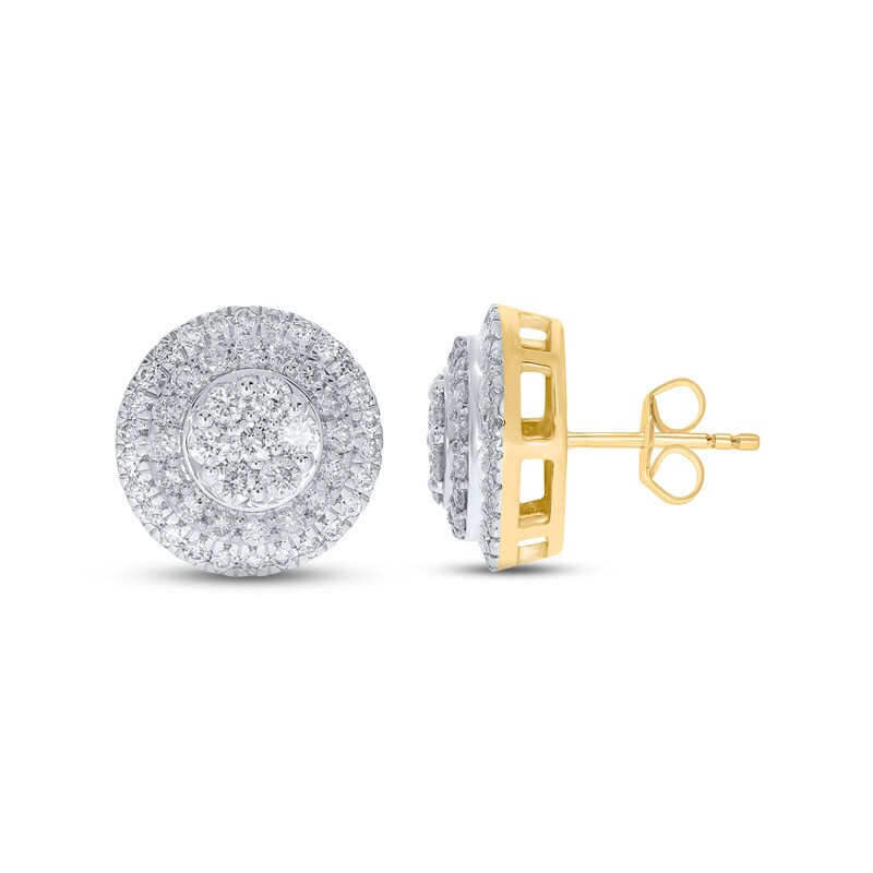Diamond Earrings 1-1/2 ct tw Round-cut 10K Yellow Gold