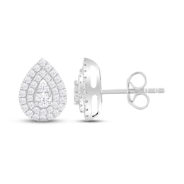 KAY Lab-Grown Diamonds Teardrop Stud Earrings 1 ct tw Round-cut 14K White Gold