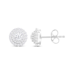Lab-Created Diamonds by KAY Circle Stud Earrings 1 ct tw Round-cut 14K White Gold
